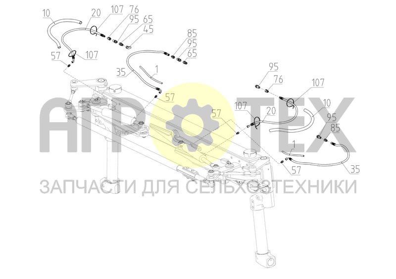 Гидрооборудование моста заднего (КСУ-2.09.74.010) (№76 на схеме)